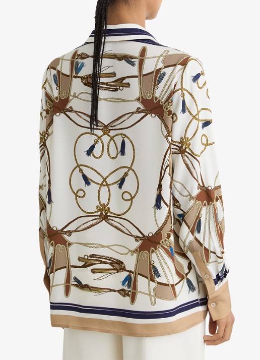 Reiss Ellis blouse met grafische print  - achterkant 3 beige