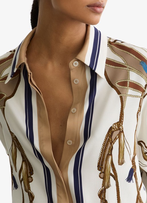 Reiss Ellis blouse met grafische print  - detail 5 beige