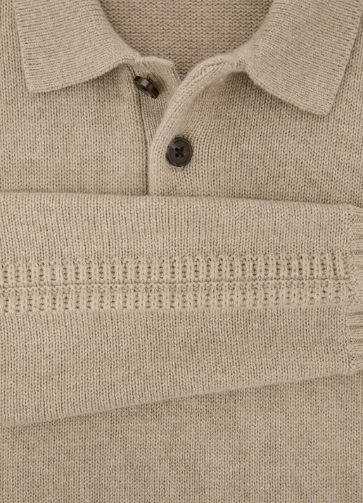 Reiss Elm fijngbreide trui in wolblend met polokraag  - detail 5 beige