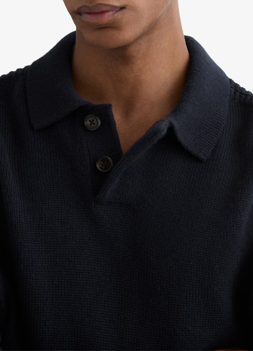 Reiss Elm fijngbreide trui in wolblend met polokraag  - detail 5 donkerblauw