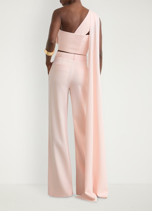 Reiss Emilia one shoulder top met sjaalkraag - achterkant 6 lichtroze