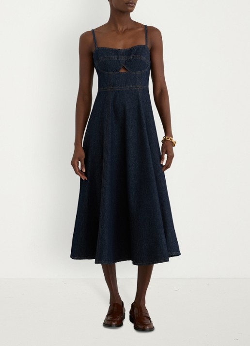 Reiss Emma midi jurk  - voorkant 3 indigo