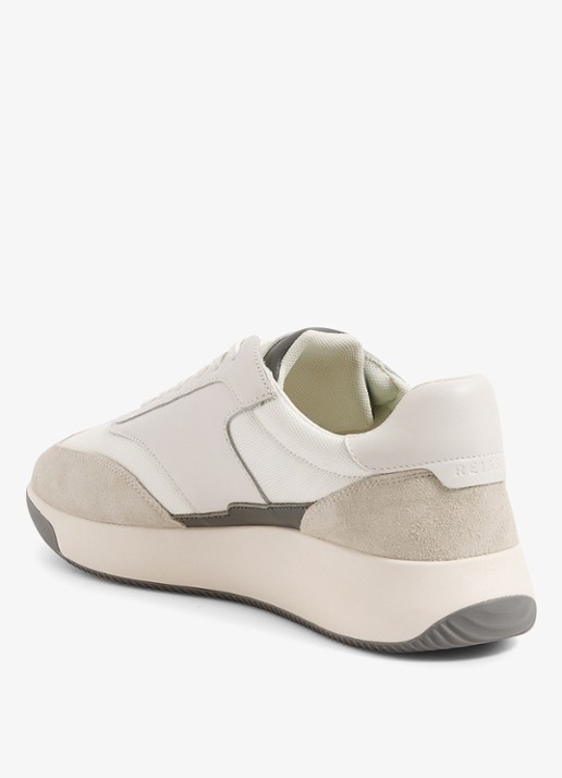 Reiss Emmett sneaker van mesh met suède en leren details - detail 3 gebroken wit