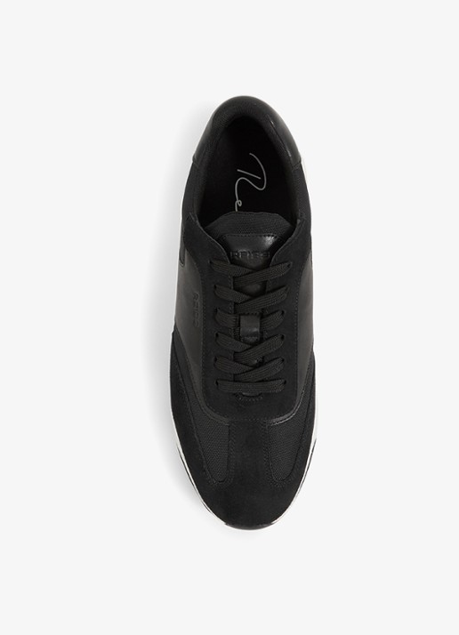 Reiss Emmett sneaker van mesh met suède en leren details - voorkant 2 zwart