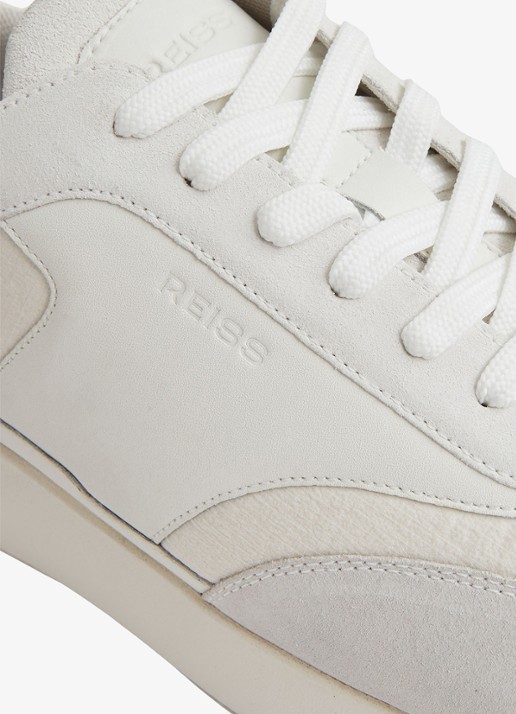 Reiss Emmett sneakers met suède detail - detail 5 white / wit