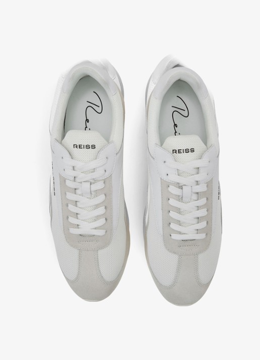 Reiss Emmett V2 sneaker met details van suède  - detail wit