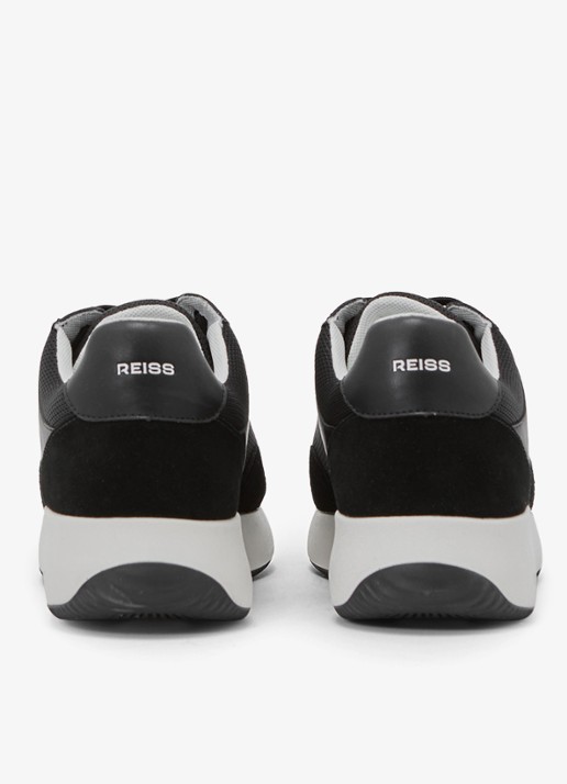 Reiss Emmett V2 sneaker met details van suède  - achterkant 3 zwart