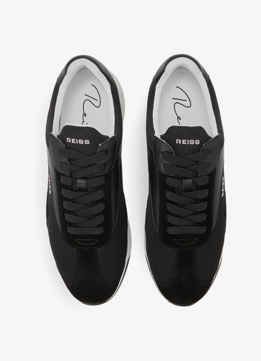 Reiss Emmett V2 sneaker met details van suède  - detail 4 zwart