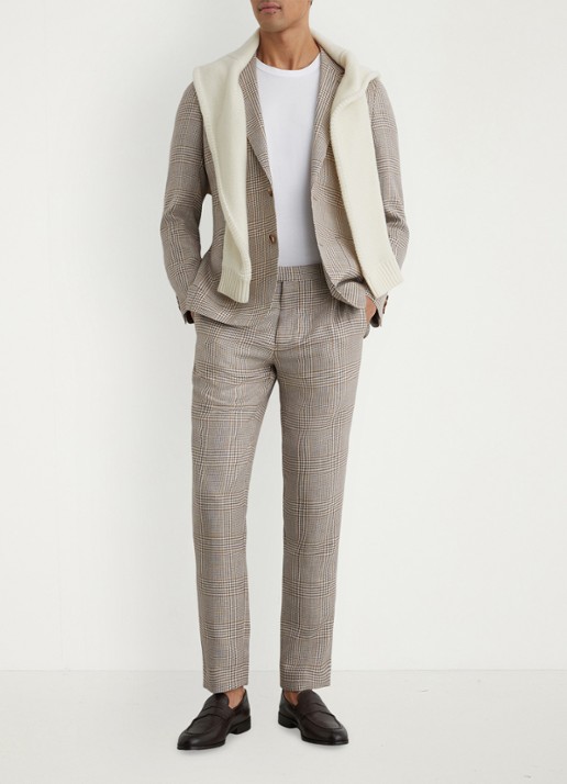 Reiss Epson regular fit pantalon in wolblend - voorkant 2 bruin