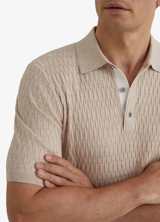 Reiss Era polo met structuur - detail 5 bruin