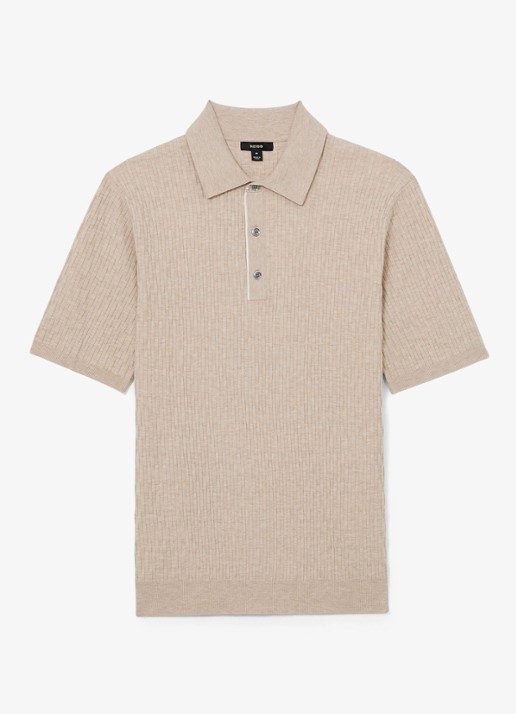 Reiss Era polo met structuur - voorkant 2 bruin