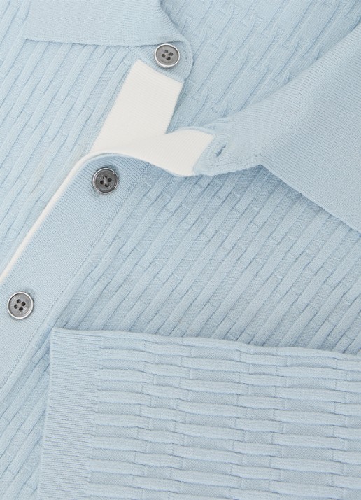Reiss Era polo met structuur - detail 6 lichtblauw