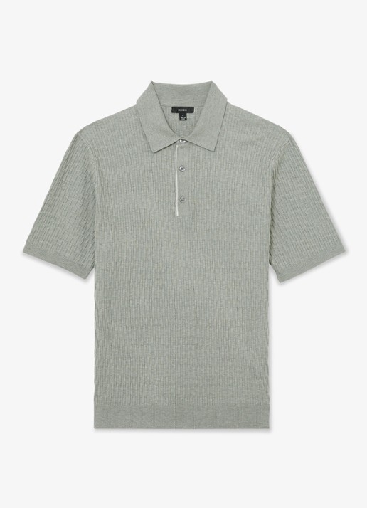 Reiss Era polo met structuur - voorkant grijs