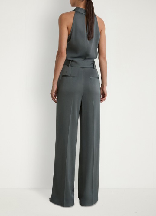 Reiss Erica wide fit jumpsuit van satijn - achterkant 5 donkergrijs