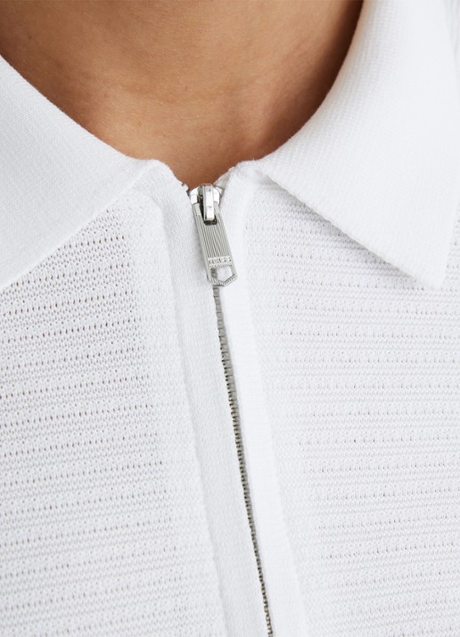 Reiss ESTATE Textured-Knit Half-Zip Polo Shirt - detail 5 wit