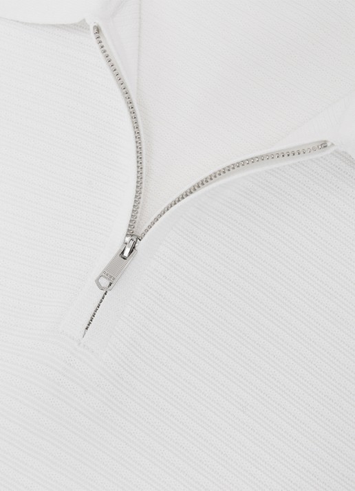 Reiss ESTATE Textured-Knit Half-Zip Polo Shirt - detail 6 wit
