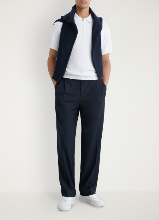 Reiss ESTATE Textured-Knit Half-Zip Polo Shirt - voorkant 2 wit