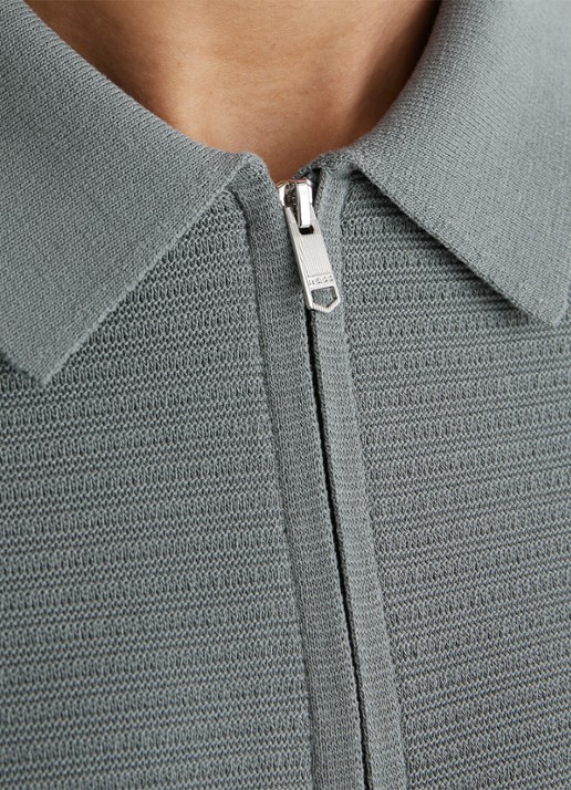 Reiss ESTATE Textured-Knit Half-Zip Polo Shirt - detail 4 groen