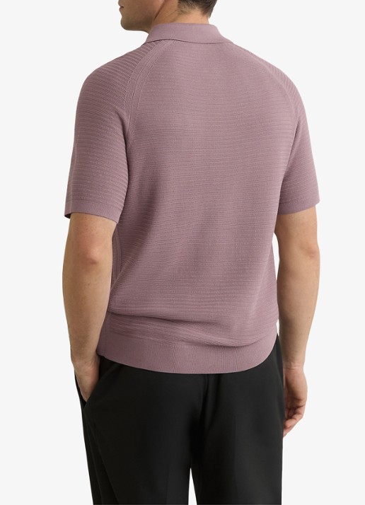Reiss ESTATE Textured-Knit Half-Zip Polo Shirt - achterkant paars