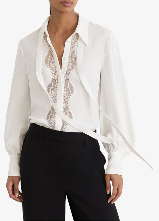Reiss Estelle blouse met kant en strikdetail