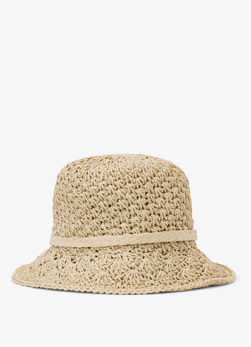 Reiss Eva bucket hoed van raffia - detail natural / beige