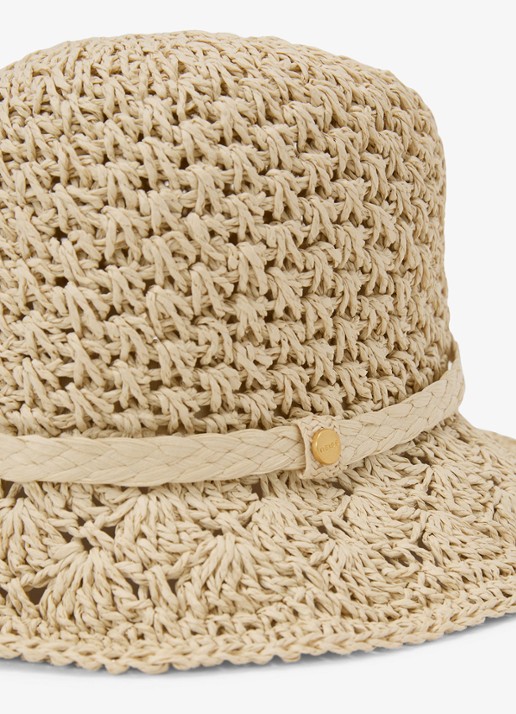 Reiss Eva bucket hoed van raffia - voorkant 3 natural / beige