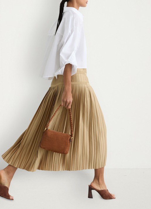 Reiss Eva midi rok met plooien - detail 5 goud