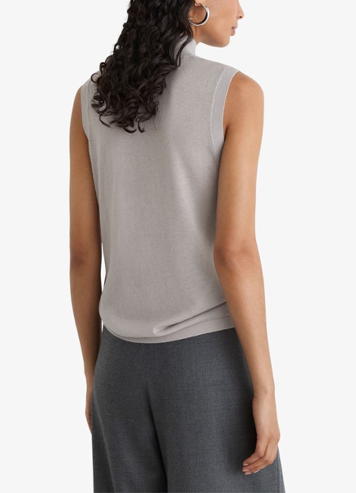 Reiss Evelyn mouwloze top in merino wolblend - achterkant 5 lichtgrijs