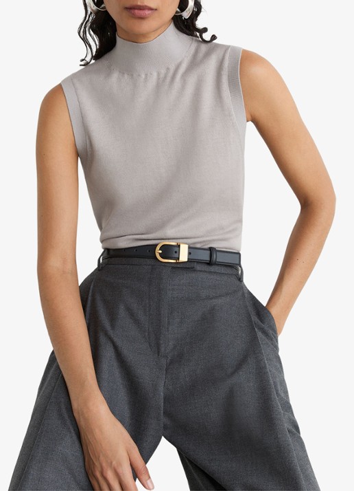 Reiss Evelyn mouwloze top in merino wolblend - detail 2 lichtgrijs