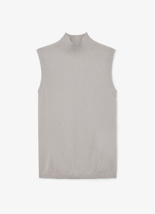 Reiss Evelyn mouwloze top in merino wolblend - voorkant 6 lichtgrijs