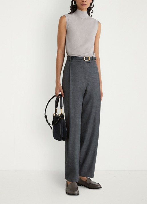 Reiss Evelyn mouwloze top in merino wolblend - voorkant 7 lichtgrijs