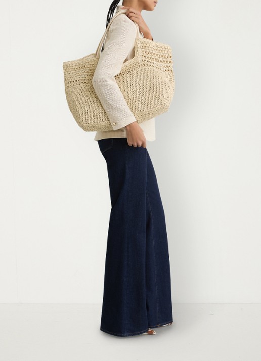 Reiss Evelyn strandtas met gevlochten detail  - voorkant 2 beige