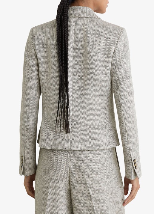 Reiss Ezra blazer met visgraat dessin - achterkant 7 lichtgrijs