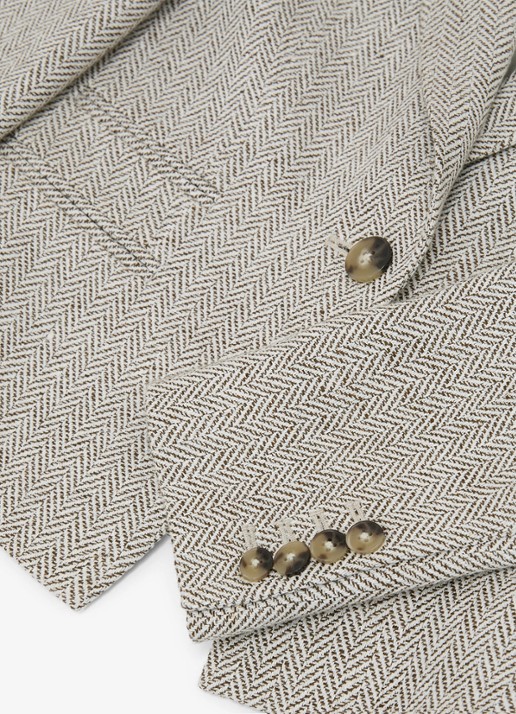 Reiss Ezra blazer met visgraat dessin - detail 6 lichtgrijs