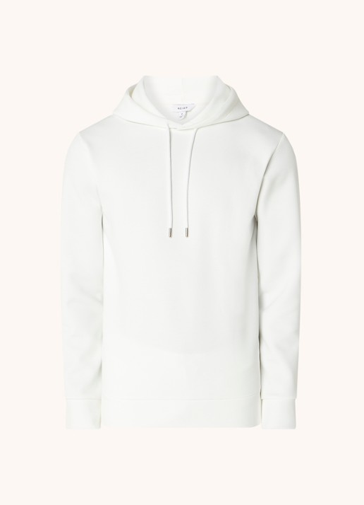 Reiss Fabien hoodie met stretch - voorkant 4 white / wit