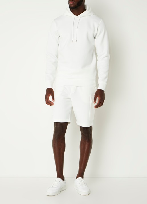 Reiss Fabien hoodie met stretch - voorkant 5 white / wit
