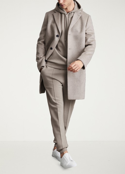 Reiss Fabien hoodie met stretch - voorkant 5 taupe