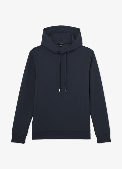 Reiss Fabien hoodie met stretch - voorkant 5 airforce blue / blauw