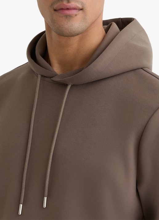 Reiss Fabien Premium Interlock hoodie met capuchon - detail 4 lichtbruin