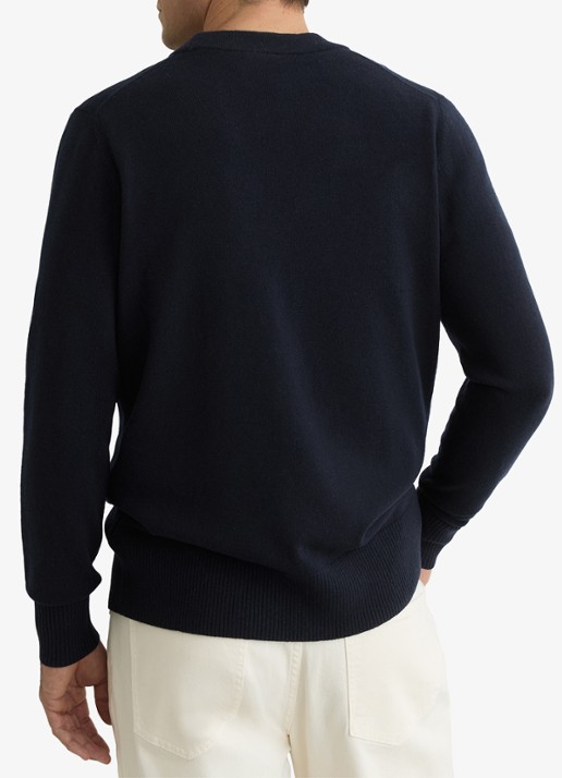 Reiss Fairclough fijngebreid vest van merino wol  - achterkant navy / blauw