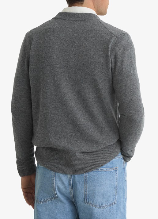 Reiss Fairclough fijngebreid vest van merino wol  - achterkant grey / grijs