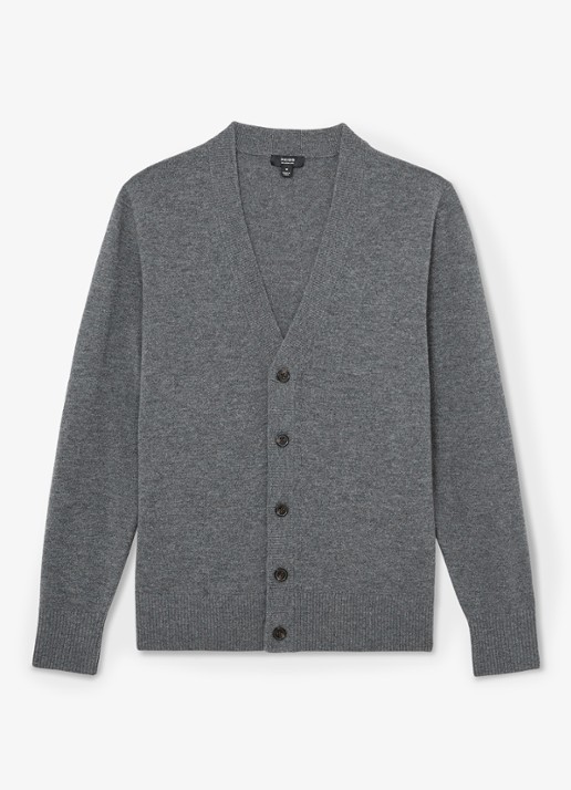 Reiss Fairclough fijngebreid vest van merino wol  - voorkant 6 grey / grijs