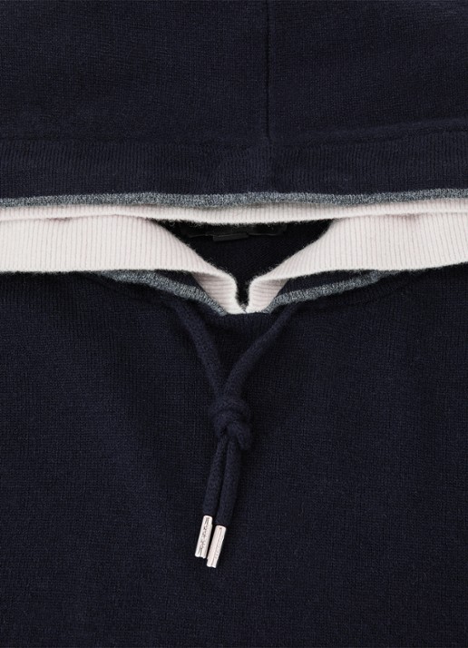 Reiss Falmer hoodie van wol met kangoeroezak - detail 5 donkerblauw