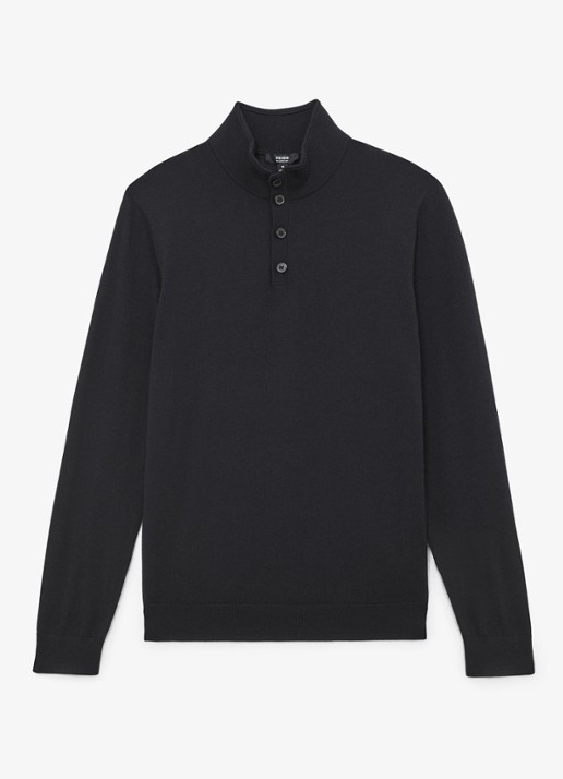 Reiss Farnham fijngebreide trui van merino wol - voorkant 5 donkerblauw
