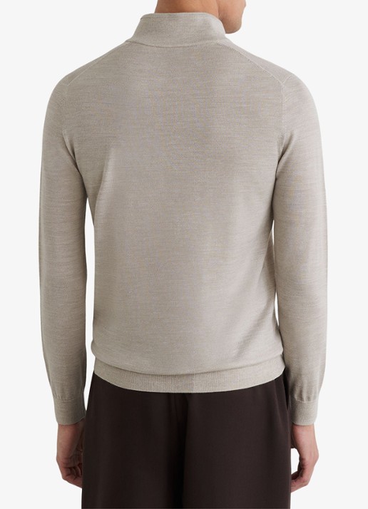 Reiss Farnham pullover in merino wolblend met opstaande kraag - achterkant grijsmele