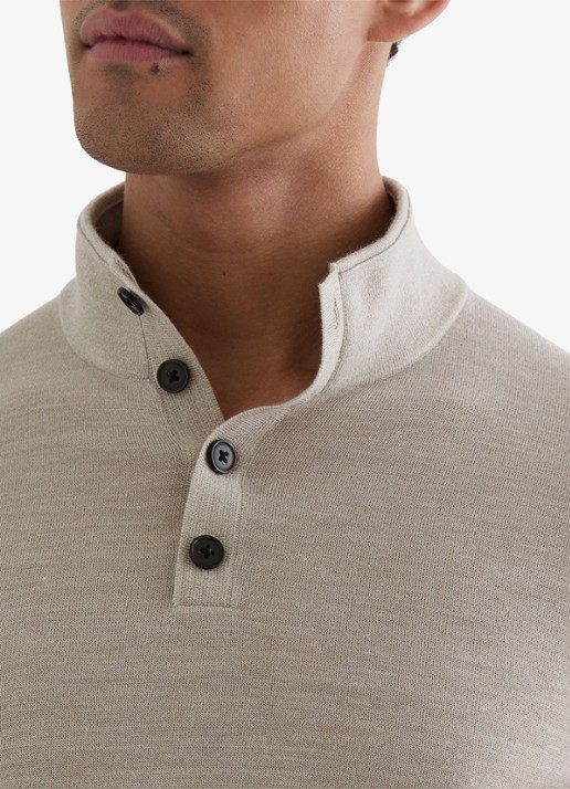 Reiss Farnham pullover in merino wolblend met opstaande kraag - detail 4 grijsmele