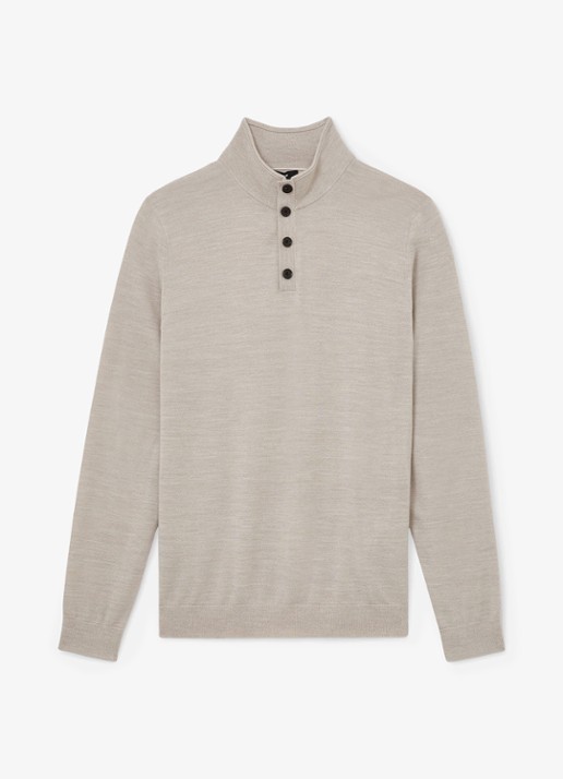 Reiss Farnham pullover in merino wolblend met opstaande kraag - voorkant 2 grijsmele