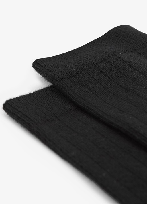 Reiss Felicia ribgebreide sokken  - detail 2 black / zwart