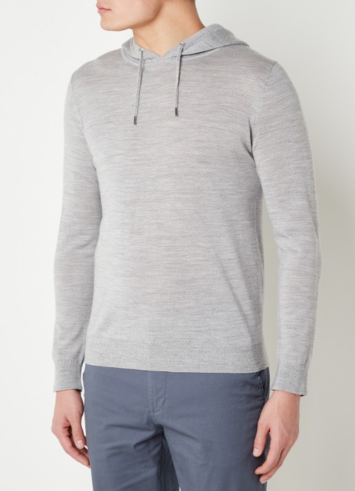 Reiss Fijngebreide hoodie van wol met gemêleerd dessin