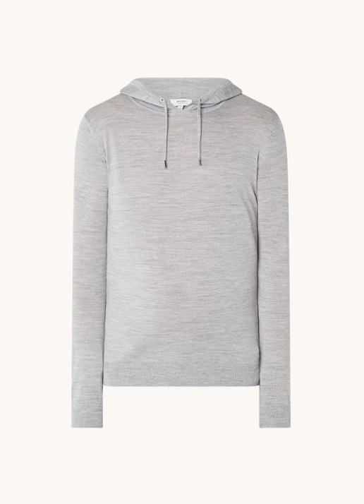 Reiss Fijngebreide hoodie van wol met gemêleerd dessin - voorkant 4 middengrijs